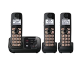 Panasonic KX-TG4733B DECT 6.0 Cordless Phone with Answering System, Black, 3 Handsets