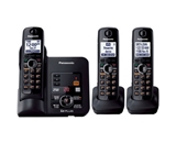 Panasonic KX-TG6633B DECT 6.0 Cordless Phone with Answering System, Black, 3 Handsets