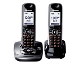 Panasonic KX-TG7532B DECT 6.0 PLUS Expandable Digital Cordless Phone with Answering System, Black, 2 Handsets