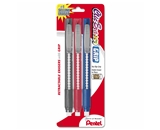 Pentel Clic Eraser Grip Retractable Eraser with Grip, Assorted Barrels, 3 Pack (ZE21BP3-K6)