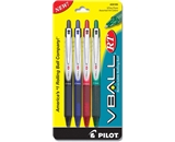 Pilot VBall RT Retractable Rolling Ball Pens, Extra Fine Point, 4-Pack, Black/Blue/Red/Green Inks (26105)