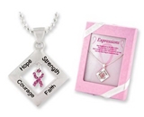 Pink Ribbon Breast Cancer Awareness DIAMOND EXPRESSIONS Necklace