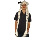 Plush Animal Hat Dalmatian Ski Hood Polyester Unisex Long with Mittens Paws