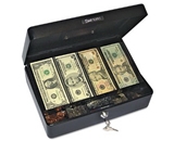 PM Company Security Select Spacious Size Cash Box, 9-Compartment Tray, 2 Keys, Black w/Silver Handle