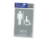 Quartet ADA Approved Men-s Restroom Sign, Wheelchair Accessible Symbol with Tactile Graphics, Molded Plastic, 6 x 9 Inches, Gray (01416)