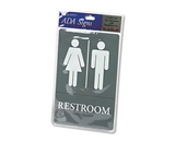 Quartet ADA Approved Restroom Sign, Tactile Graphics, Molded Plastic, 6 x 9 Inches, Gray (01411)