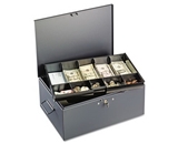 SteelMaster Extra Large Cash Box with Handles, Disc Tumbler Lock, Gray