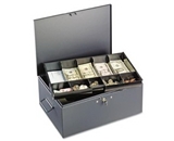 SteelMaster MMF 221F15TGRA Extra Large Cash Box with Handles, Disc Tumbler Lock, Gray