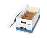 Stor/File DividerBox, Letter, 12 x 24 x 10, White/Blue, 12/Carton