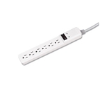 Surge Protector, 6 Outlets, 15 #39; Cord, 450 Joules, White