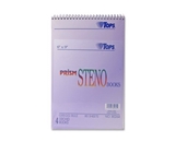 TOPS 80264 Prism 6x9 Gregg Ruled Steno Notebook, 80 Perforated Orchid Sheets/Book, 4/pack