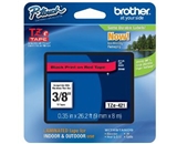 Brother TZe421 Tape, 3/8 Inch, Black on Red