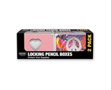 two-Pack Pencil Box, 1 Pink Bling w/Heart, 1 Groovy Peace - Assorted - Vaultz - VZ00409